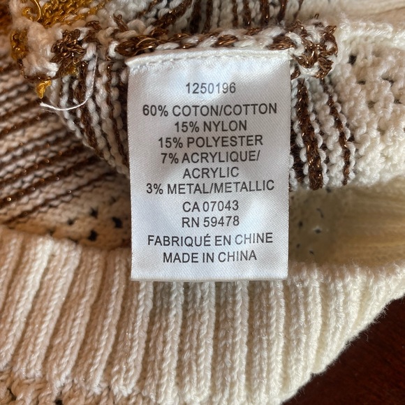 House of Harlow 1960 Puff Sleeve Cropped Neutral Striped Knit Cardigan S… - Picture 9 of 16